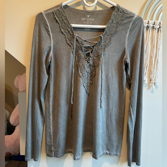 American Eagle Outfitters Lace-Up Blouse - Picture 1 of 7